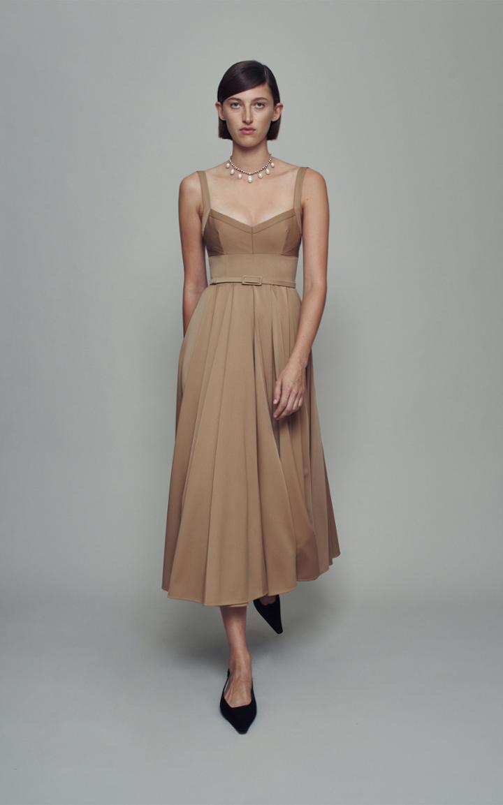 Moda Operandi Emilia Wickstead Elita Belted Crepe Midi Dress