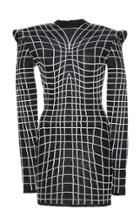 Balmain Long-sleeve Grid Effect Jersey Dress