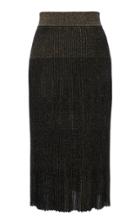 Balmain Pleated Lurex Midi Skirt