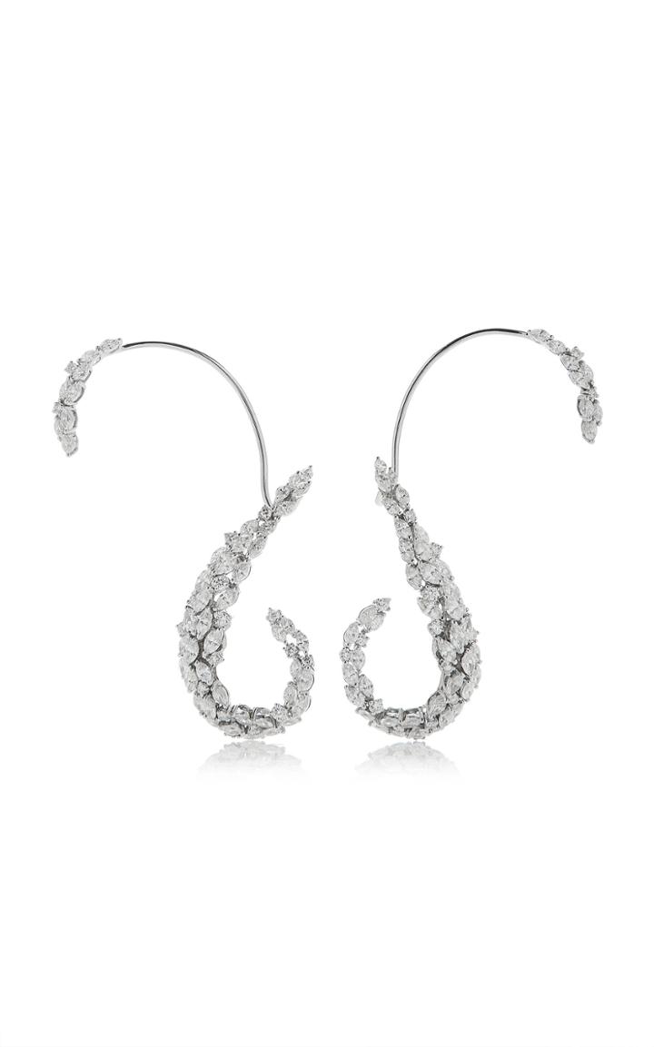 Yeprem 18k White Gold Diamond Spiral Ear Cuff