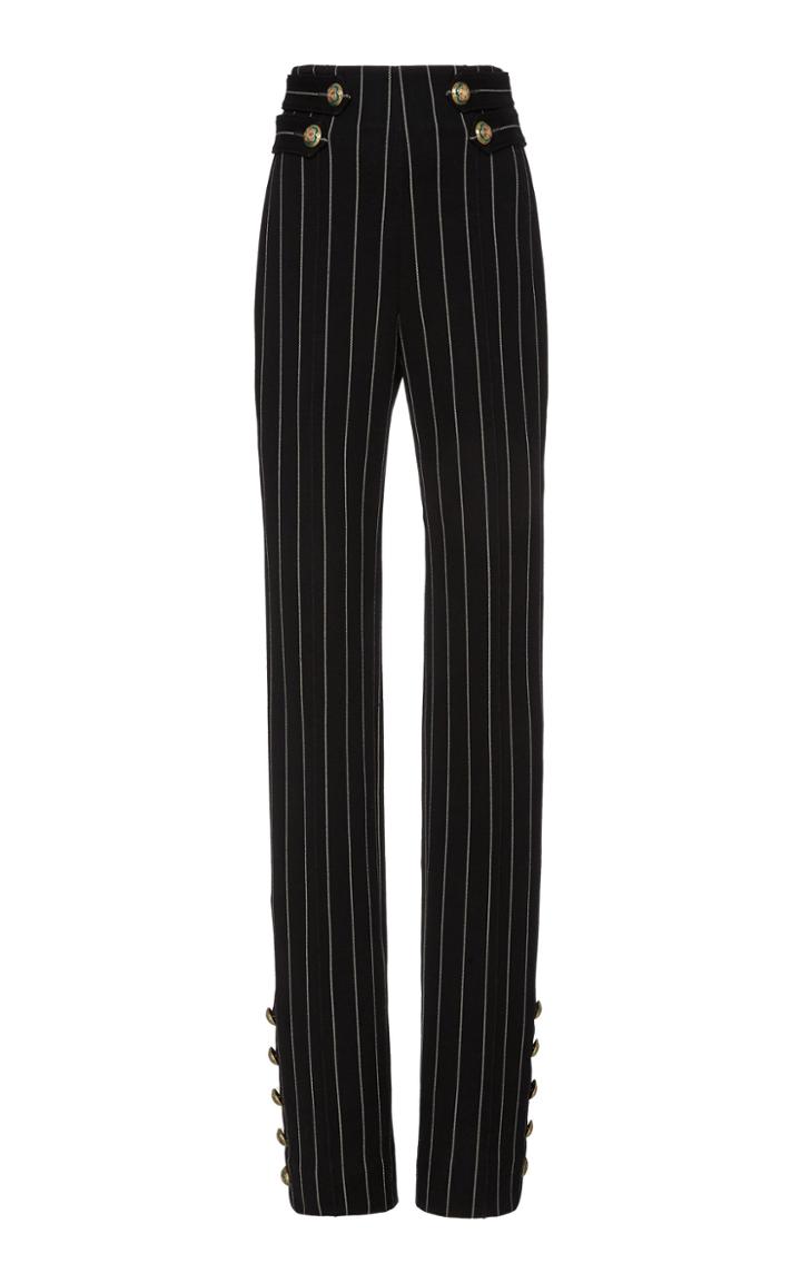 Oscar De La Renta Pinstriped Cotton-blend Straight-leg Pants
