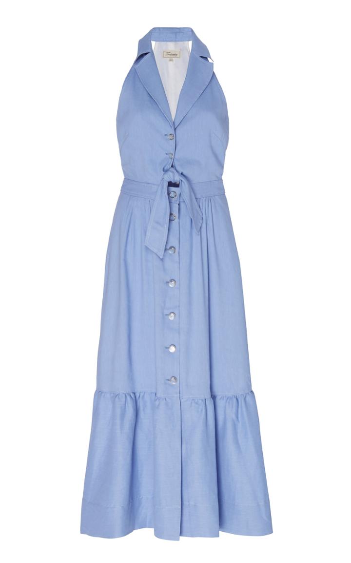 Moda Operandi Temperley London Sophia Linen-blend Tie-front Midi Dress Size: 6