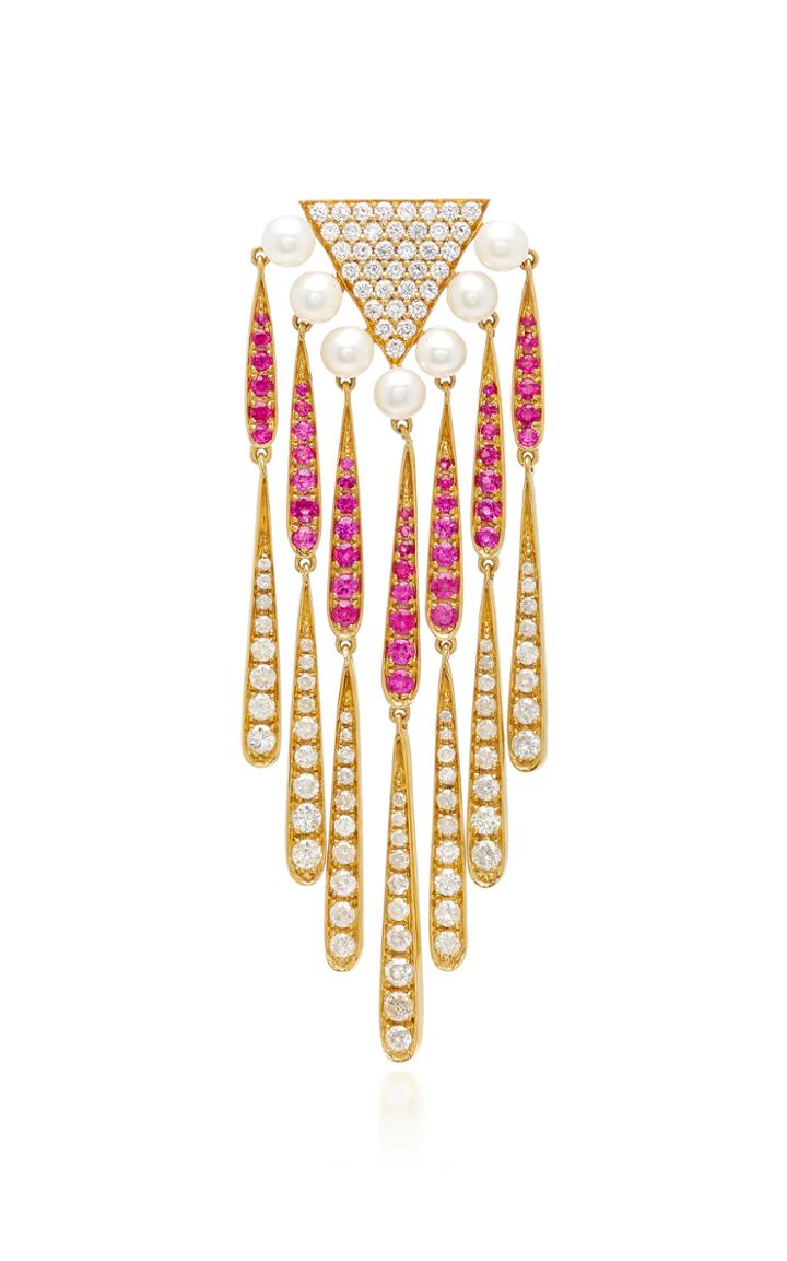Yvonne Leon Single Indian Coiffe Earring With Ruby