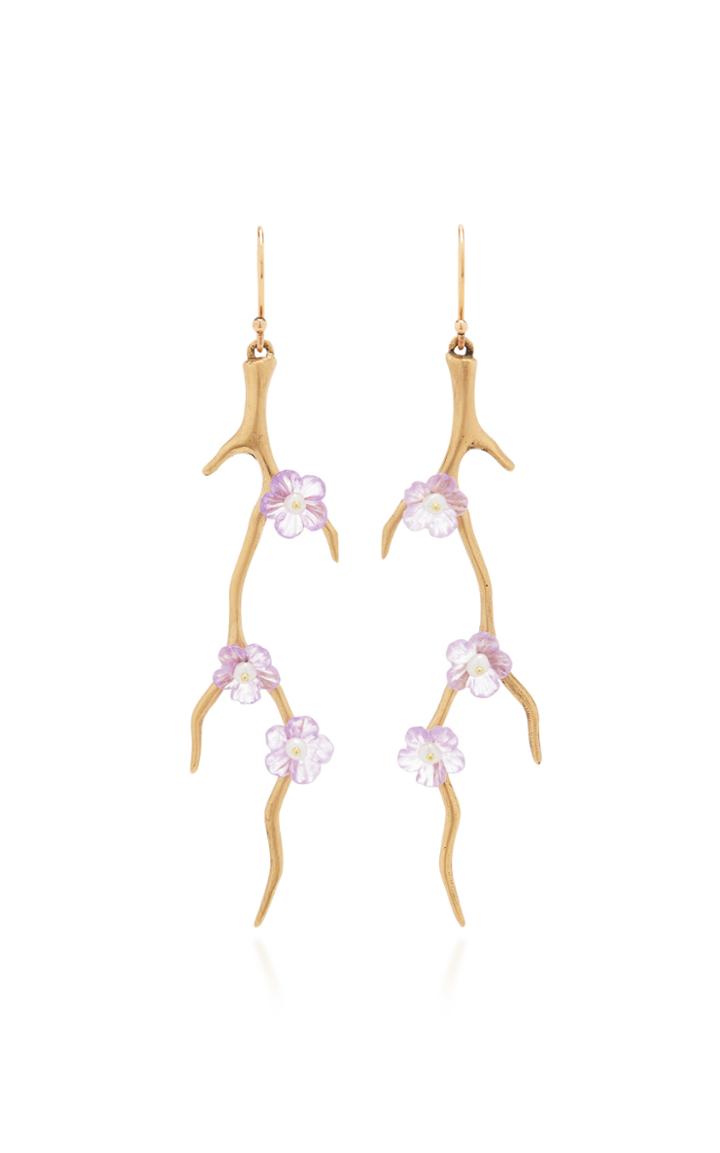 Annette Ferdinandsen Blossom Branches Earrings With Amethyst And Pearls