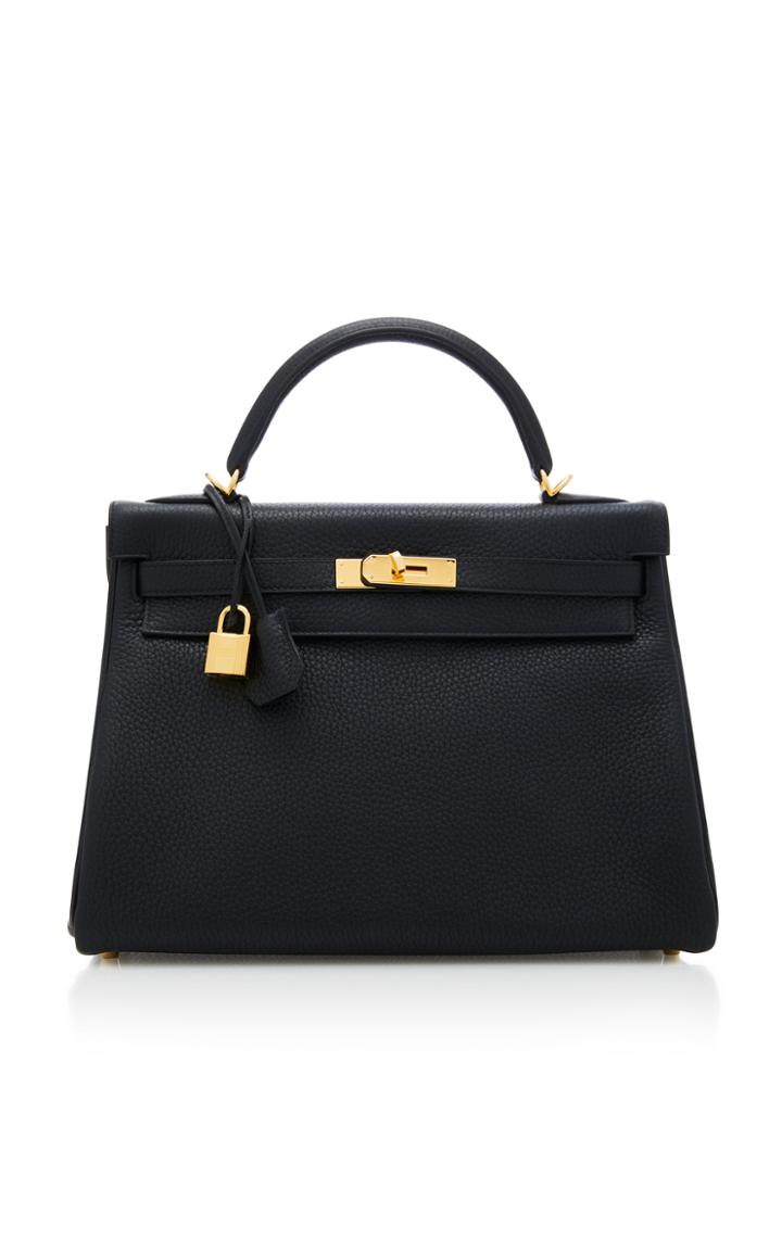 Herms Vintage By Heritage Auctions Hermes 32cm Black Clemence Leather Kelly