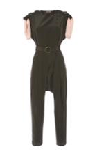 Roberto Cavalli Military Green Enverse Satin Jumpsuit
