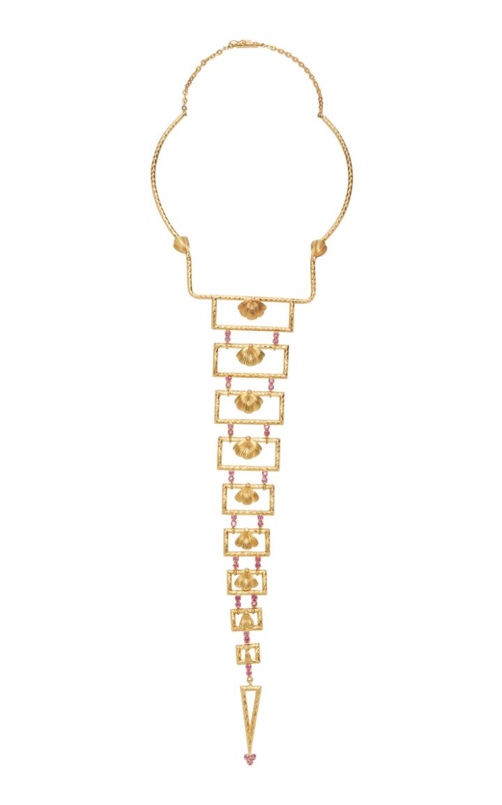 Mahnaz Collection One-of-a-kind 18k Gold And Ruby Lariat Necklace
