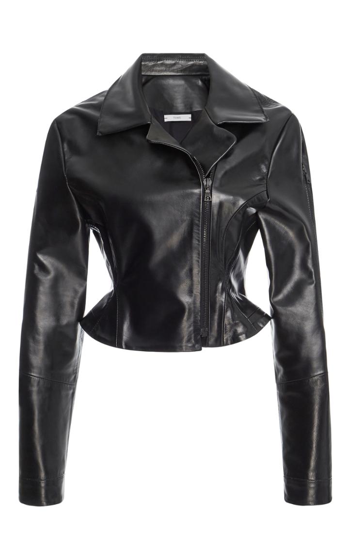 Tome Peplum Crop Leather Jacket