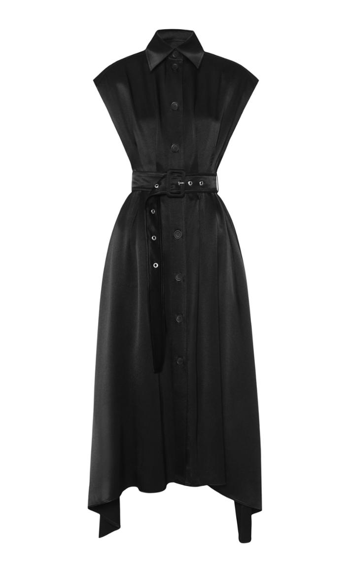 Moda Operandi Matriel Belted Asymmetric Satin Dress