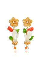 Of Rare Origin Coral And Mother-of-pearl Bud Earrings