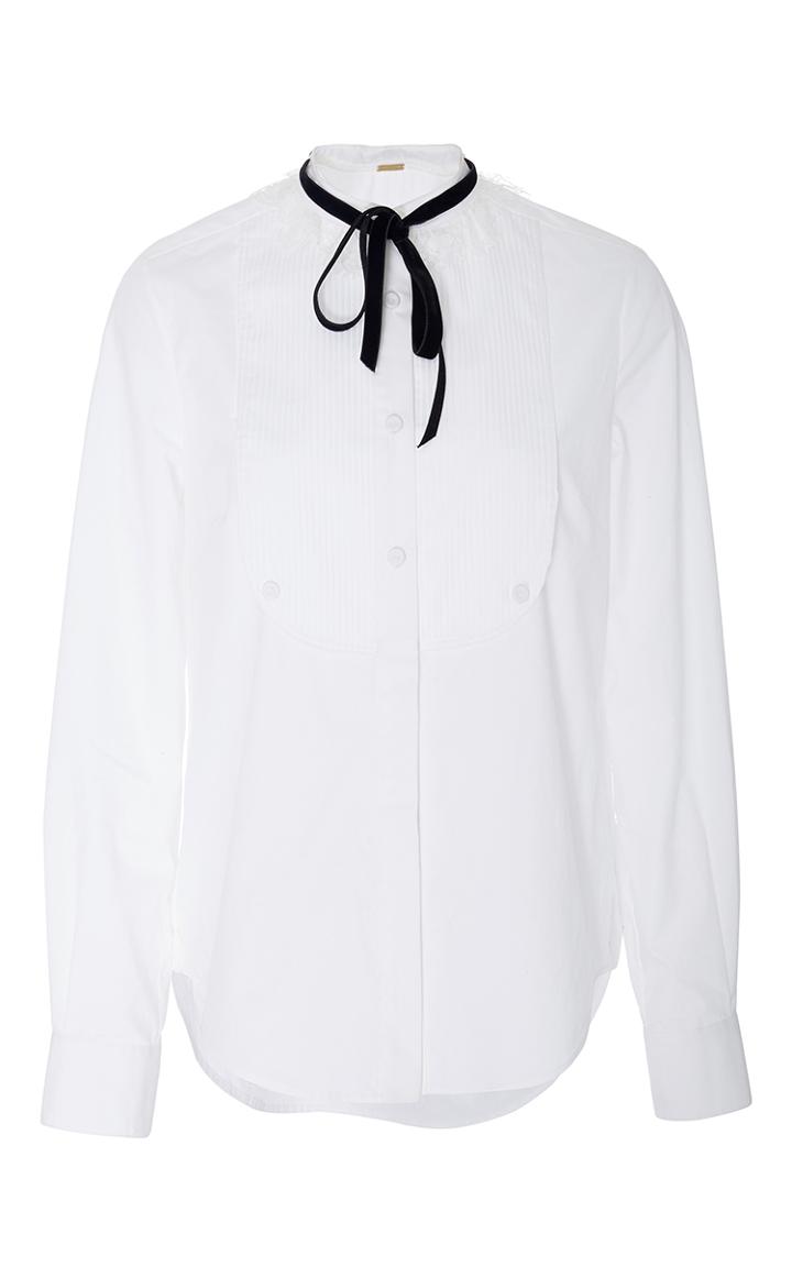 Adam Lippes Chantilly Lace Trim Blouse