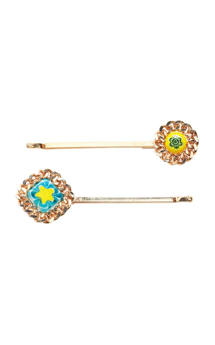 Moda Operandi Rosantica Chain-embellished Hair Pin Set Of 2