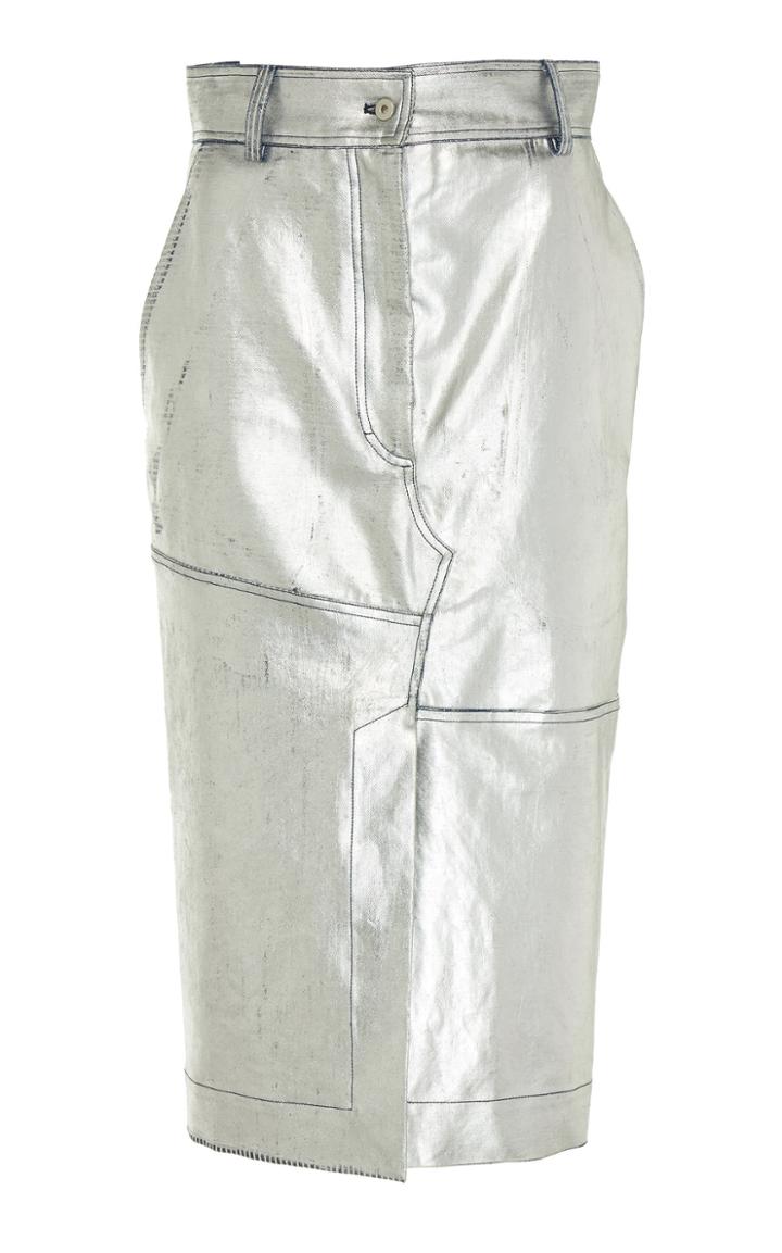 Cdric Charlier Metallic Cotton Pencil Skirt
