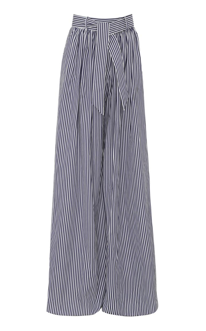 Moda Operandi Martin Grant Pleated Striped Cotton Wide-leg Trousers