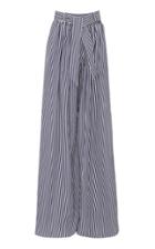 Moda Operandi Martin Grant Pleated Striped Cotton Wide-leg Trousers