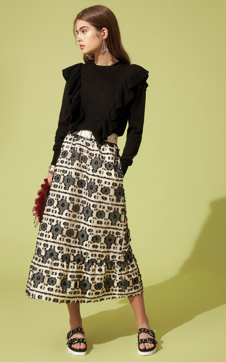 Red Valentino Ruffled Cotton Yarn Top