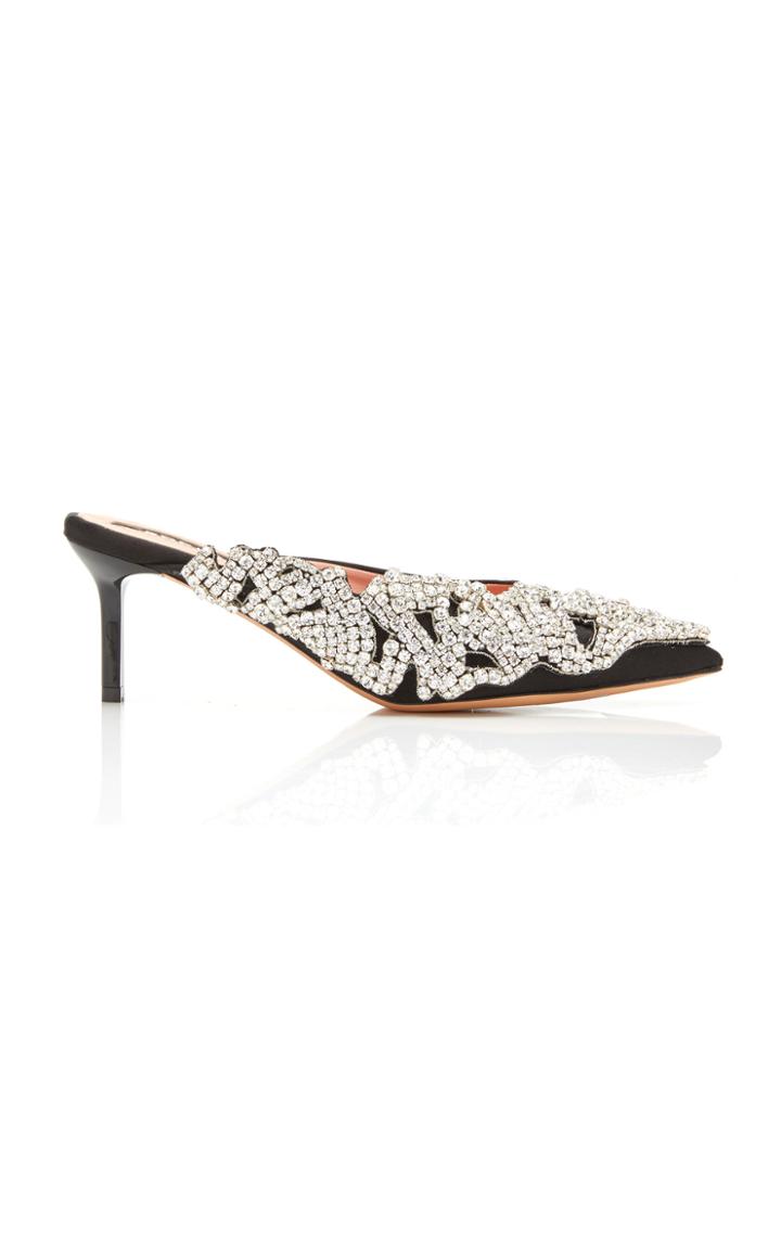 Rochas Crystal-embellished Satin Mules
