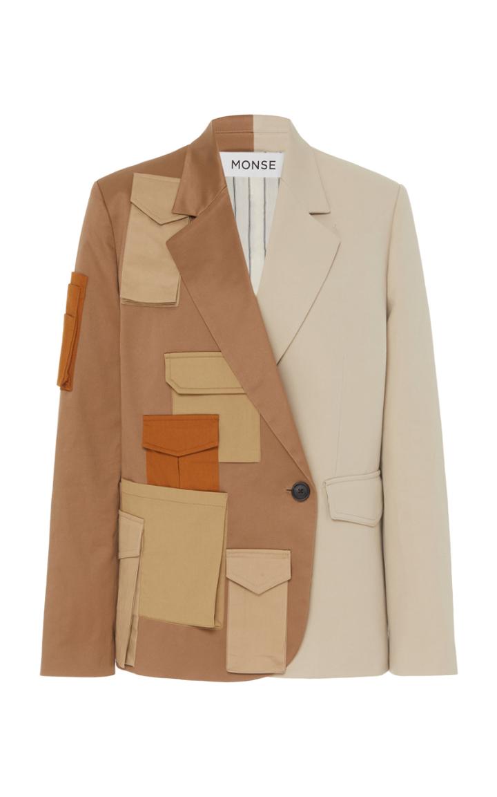 Moda Operandi Monse Patch Pocket Two-tone Cotton-blend Blazer Size: 6