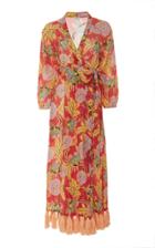 Rhode Lena Tasseled Floral-print Cotton Wrap Dress
