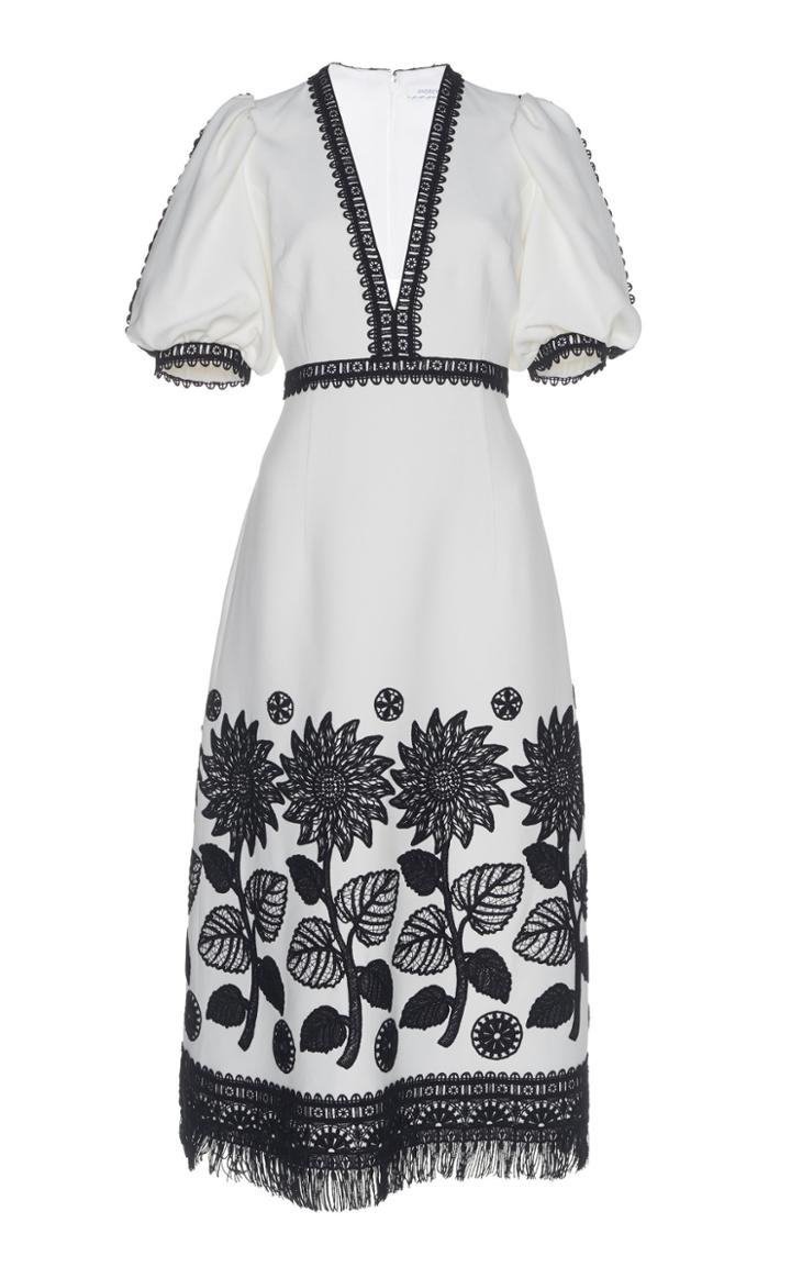 Andrew Gn Puff Sleeve Crepe Dress