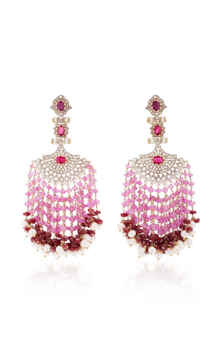 Sanjay Kasliwal 14k Gold Multi-stone Diamond Chandelier Earrings