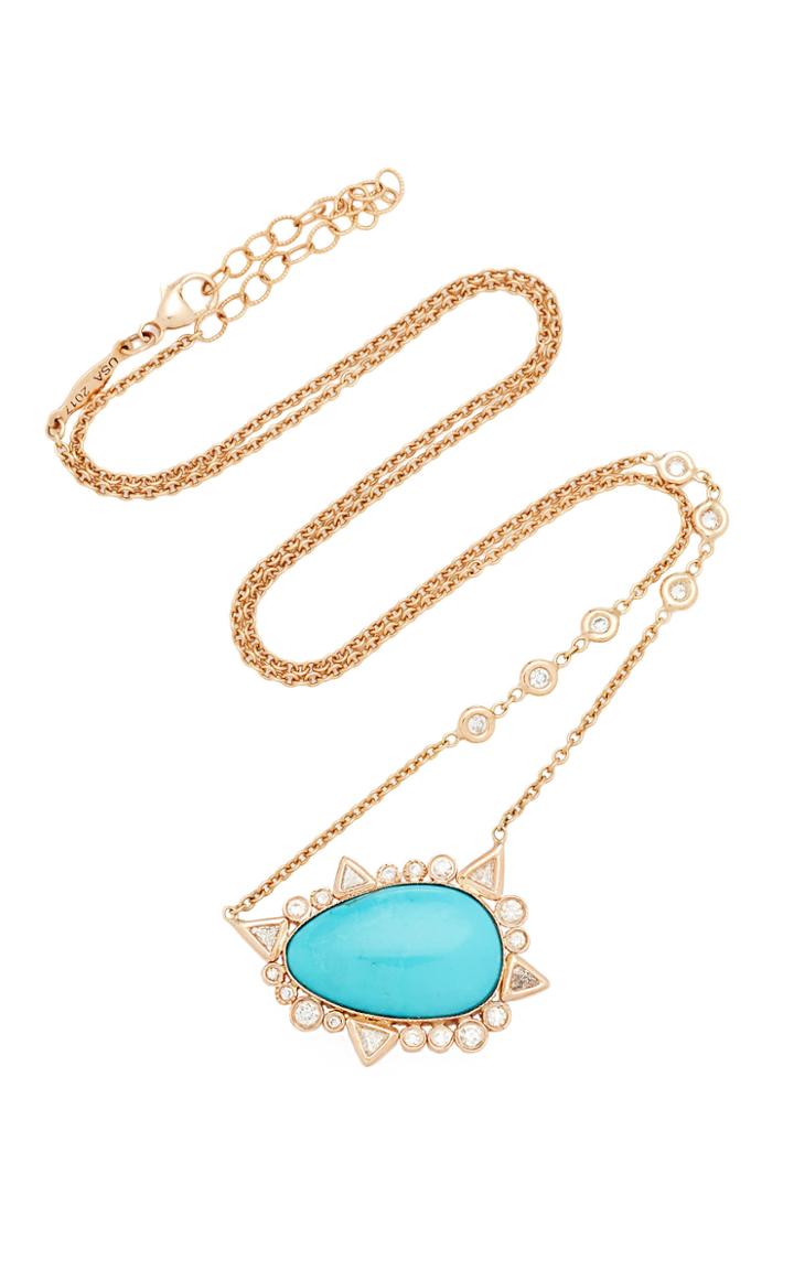 Jacquie Aiche Pave Milgrain 5 Trillion Freeform Turquoise Necklace