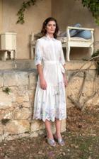 Moda Operandi Luisa Beccaria Embroidered Cotton-blend Shirt Dress