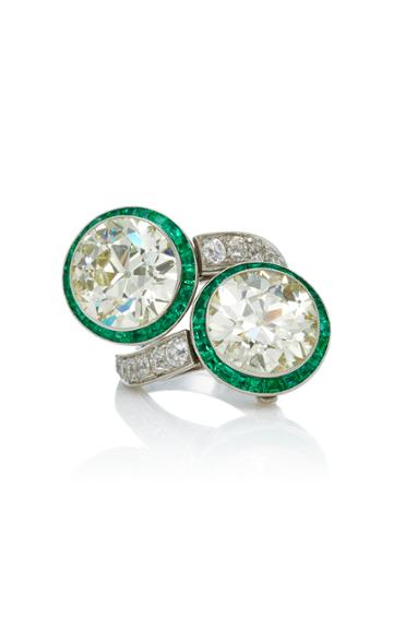 Munnu The Gem Palace One-of-a-kind Double Diamond Ring/earrings With Emeralds