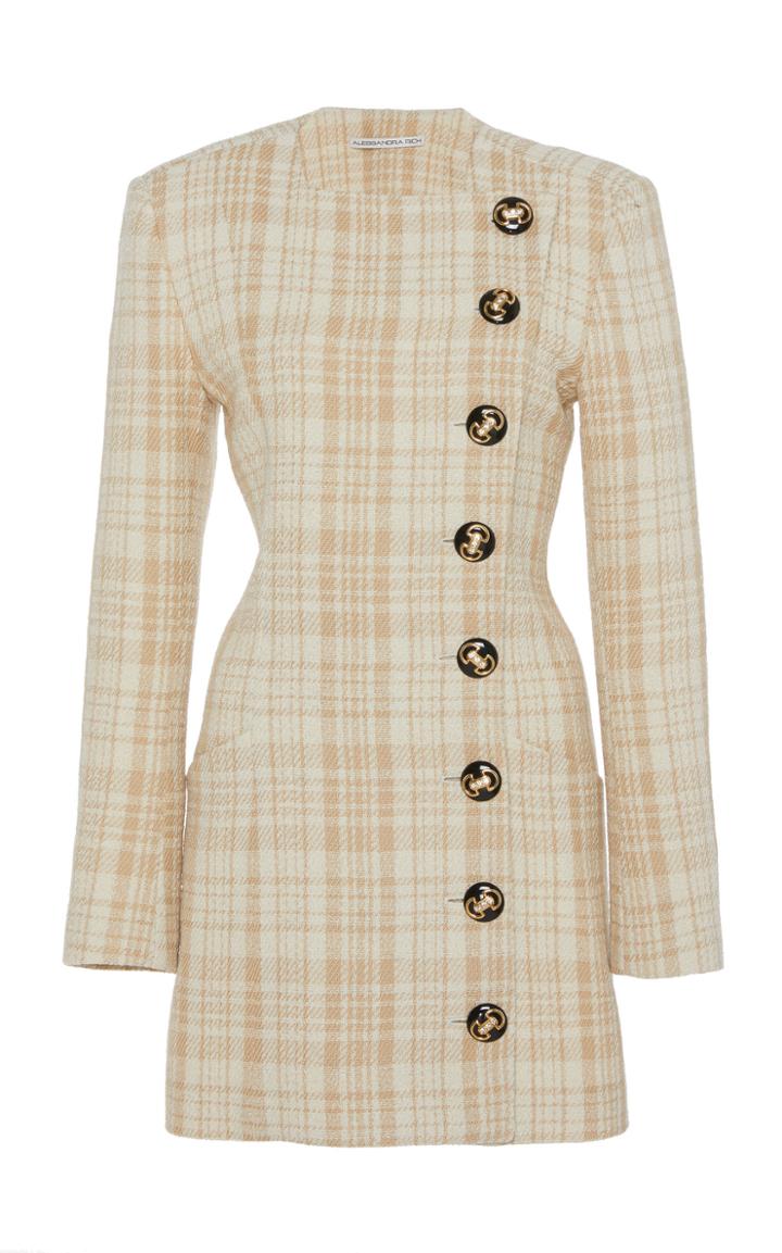 Alessandra Rich Button-detail Tweed Mini Dress