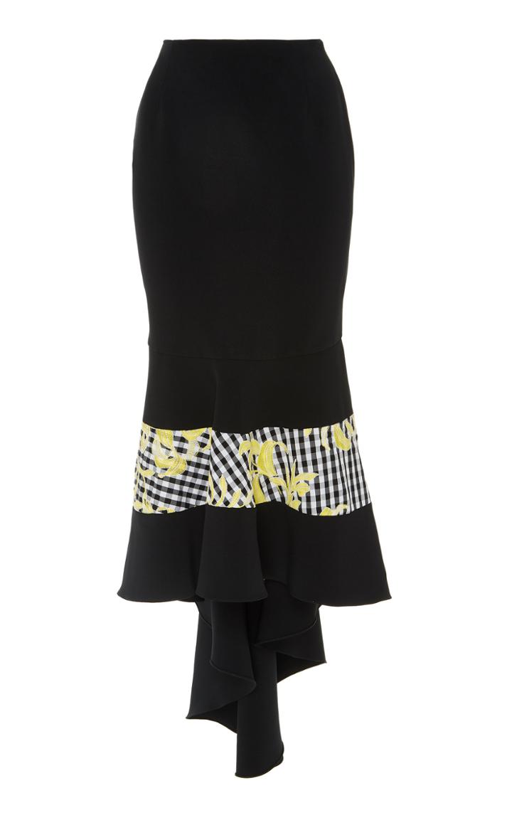 Christian Siriano Banana Gingham Ruffle Skirt