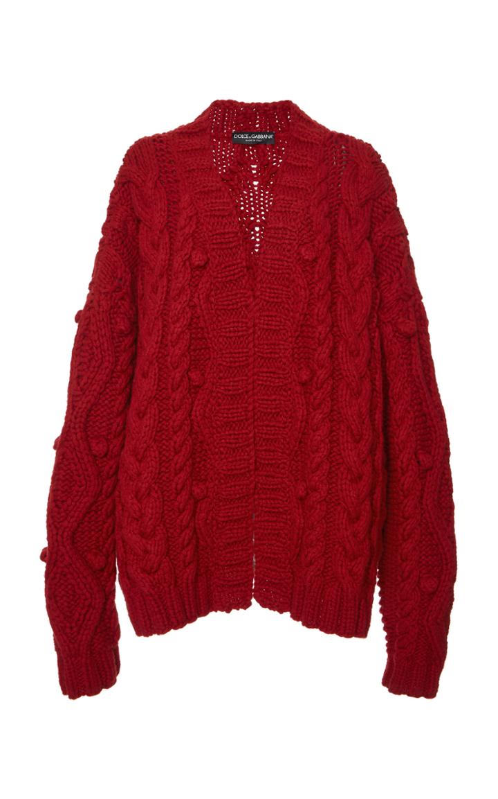 Moda Operandi Dolce & Gabbana Long Sleeve Cable-knit Cardigan