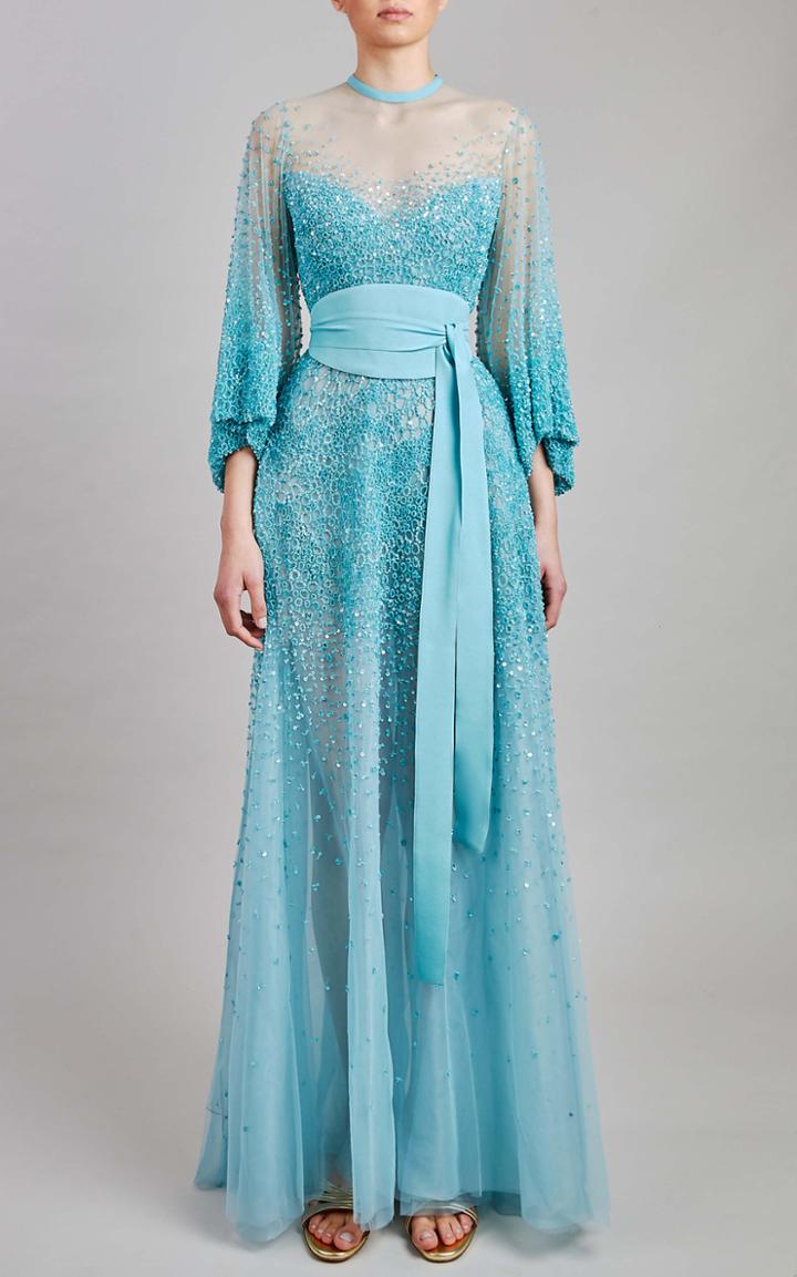 Moda Operandi Elie Saab Bead Embroidered Midi Dress
