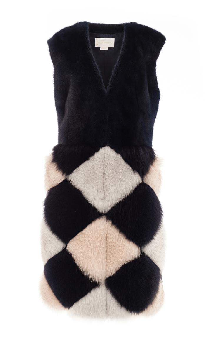 Genny Diamond Patch Fur Vest