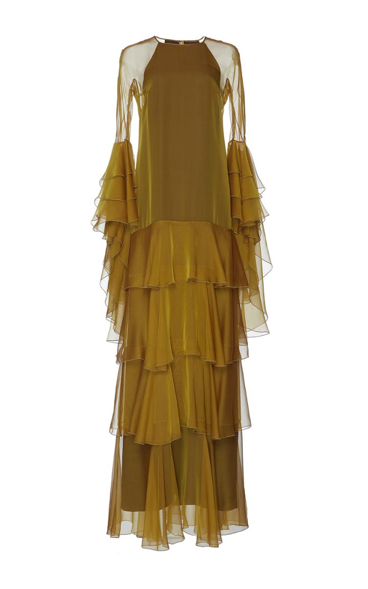 Andrew Gn Drop Waist Tiered Gown