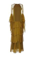 Andrew Gn Drop Waist Tiered Gown