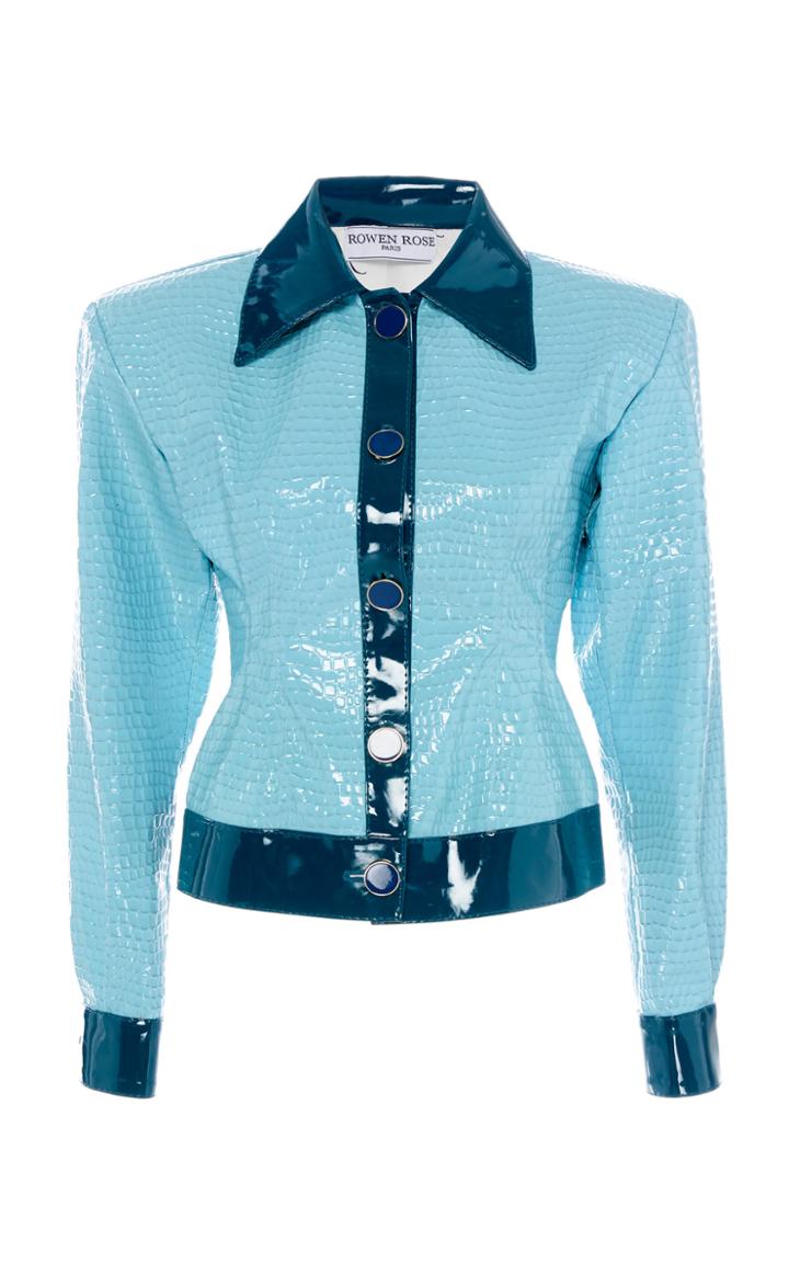 Rowen Rose Vinyl-trimmed Embossed-faux-leather Jacket