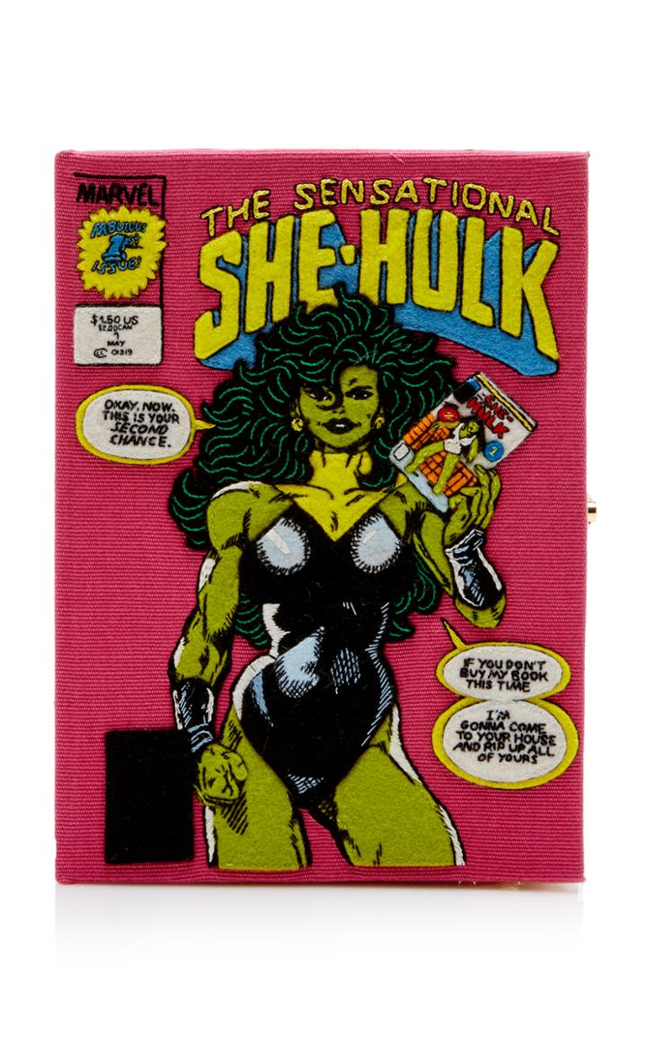 Olympia Le-tan The Sensational She Hulk Embroidered Canvas Clutch