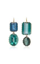 Renee Lewis 18k White Gold Green Quartz And Spinel Earrings