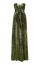 Jonathan Simkhai Metallic Pliss Strapless Gown
