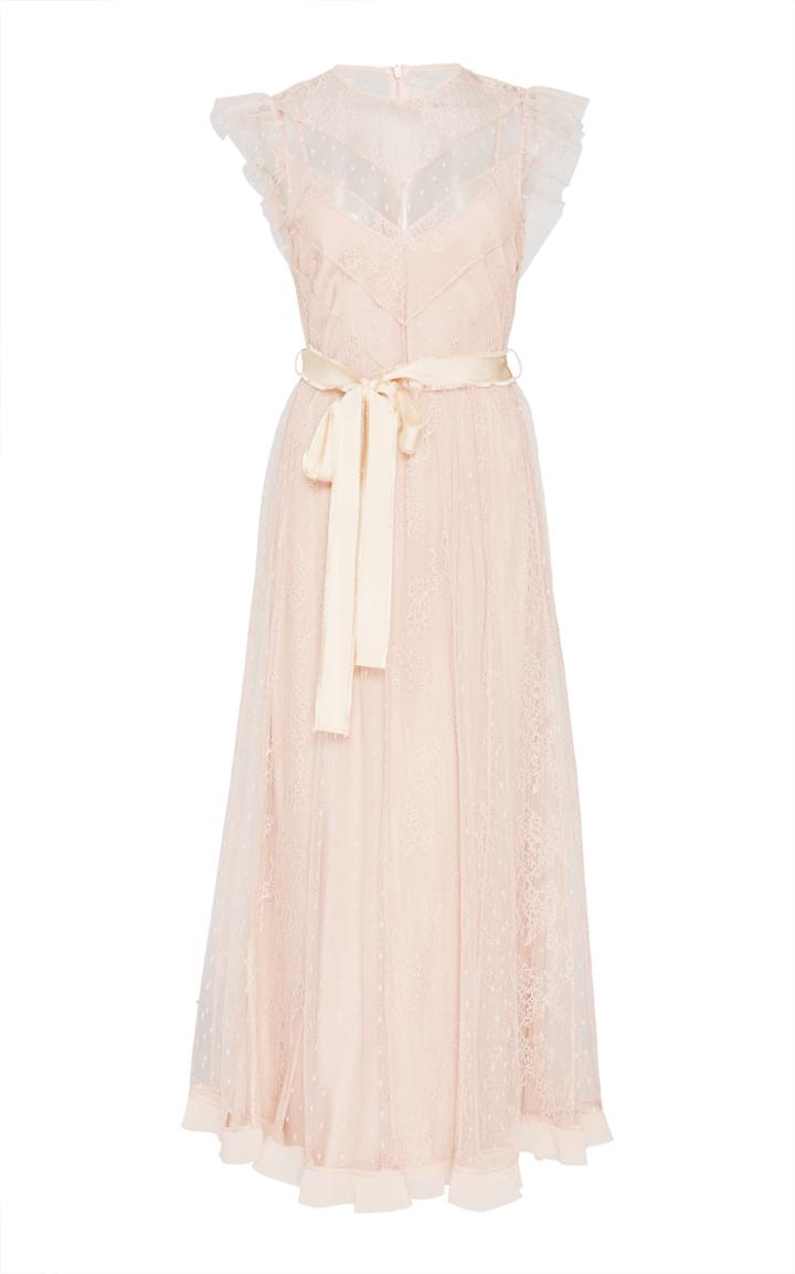 Red Valentino Ruffled Lace Midi Dress