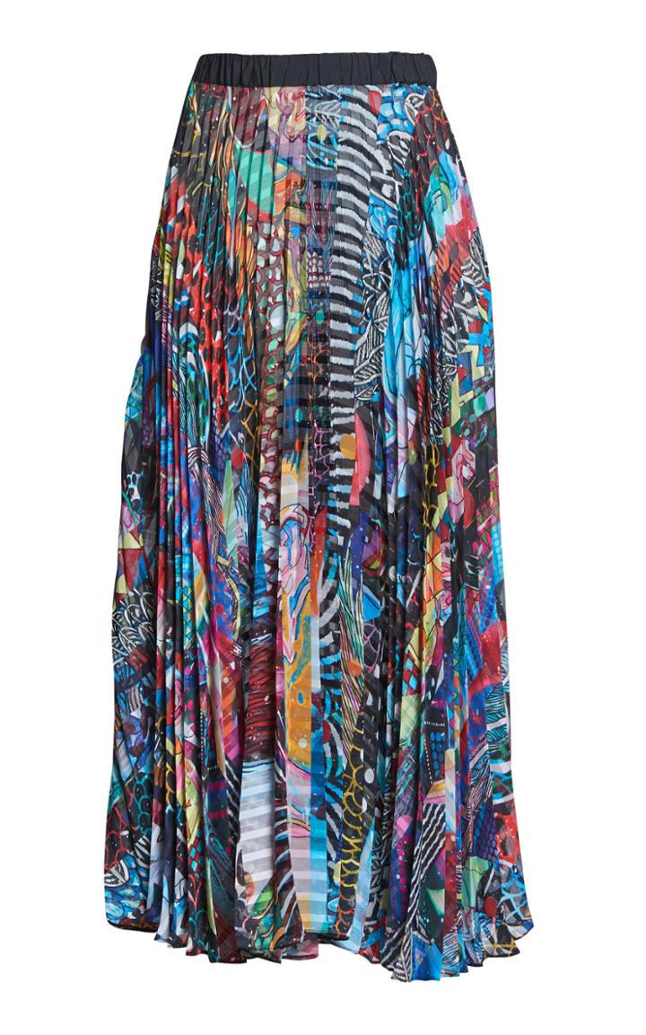 Romance Was Born Magic Stripe Midi Pleat Skirt