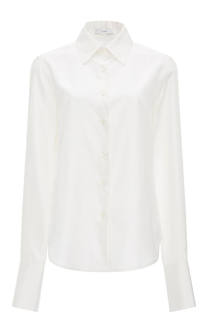 Tome White Classic Silk Wide Cuff Shirt