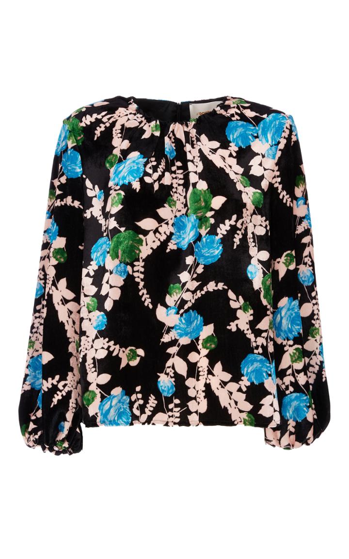 Moda Operandi La Doublej Charming Printed Satin Top