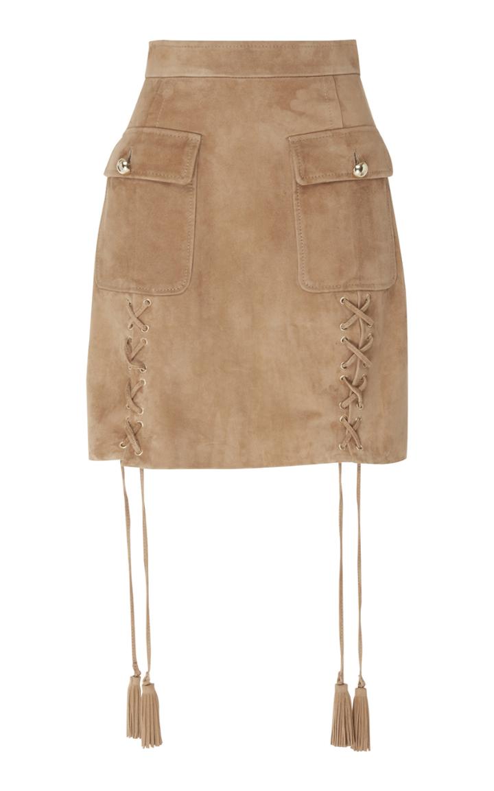 Elie Saab Suede Skirt With Tassels