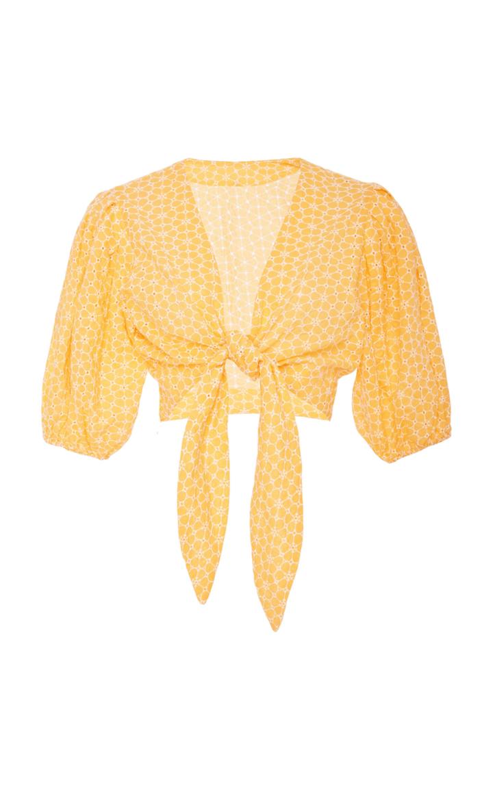Lisa Marie Fernandez Pouf Eyelet Tie Cotton Blouse