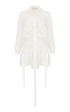 Lee Mathews Kitty Ruffle Collar Silk Shirt