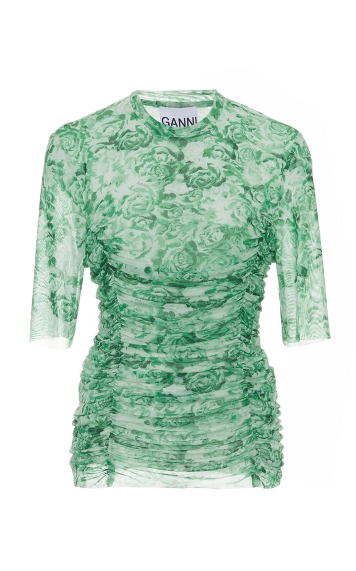Moda Operandi Ganni Printed Mesh 3/4 Sleeve Top Size: 32