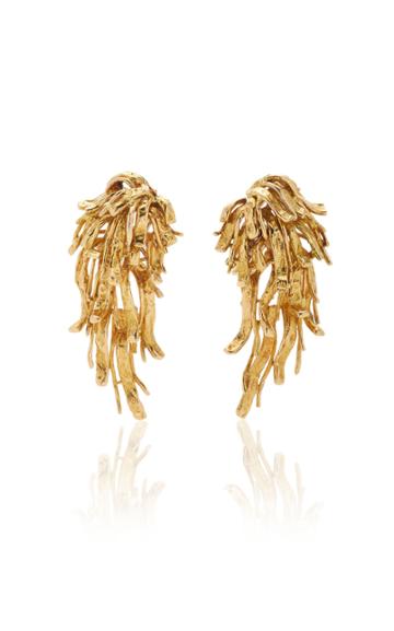 Vintage Chaumet By Mahnaz Collection Set Of 18k Yellow Gold Textured Rays Bracelet And Earrings