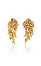 Vintage Chaumet By Mahnaz Collection Set Of 18k Yellow Gold Textured Rays Bracelet And Earrings