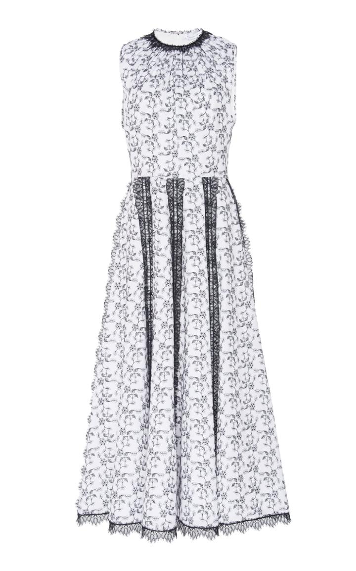 Moda Operandi Andrew Gn Chantilly Lace-embellished Cotton-blend Dress Size: 34
